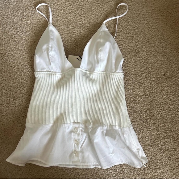 Zara White Ribbed Tank Top - Picture 2 of 2